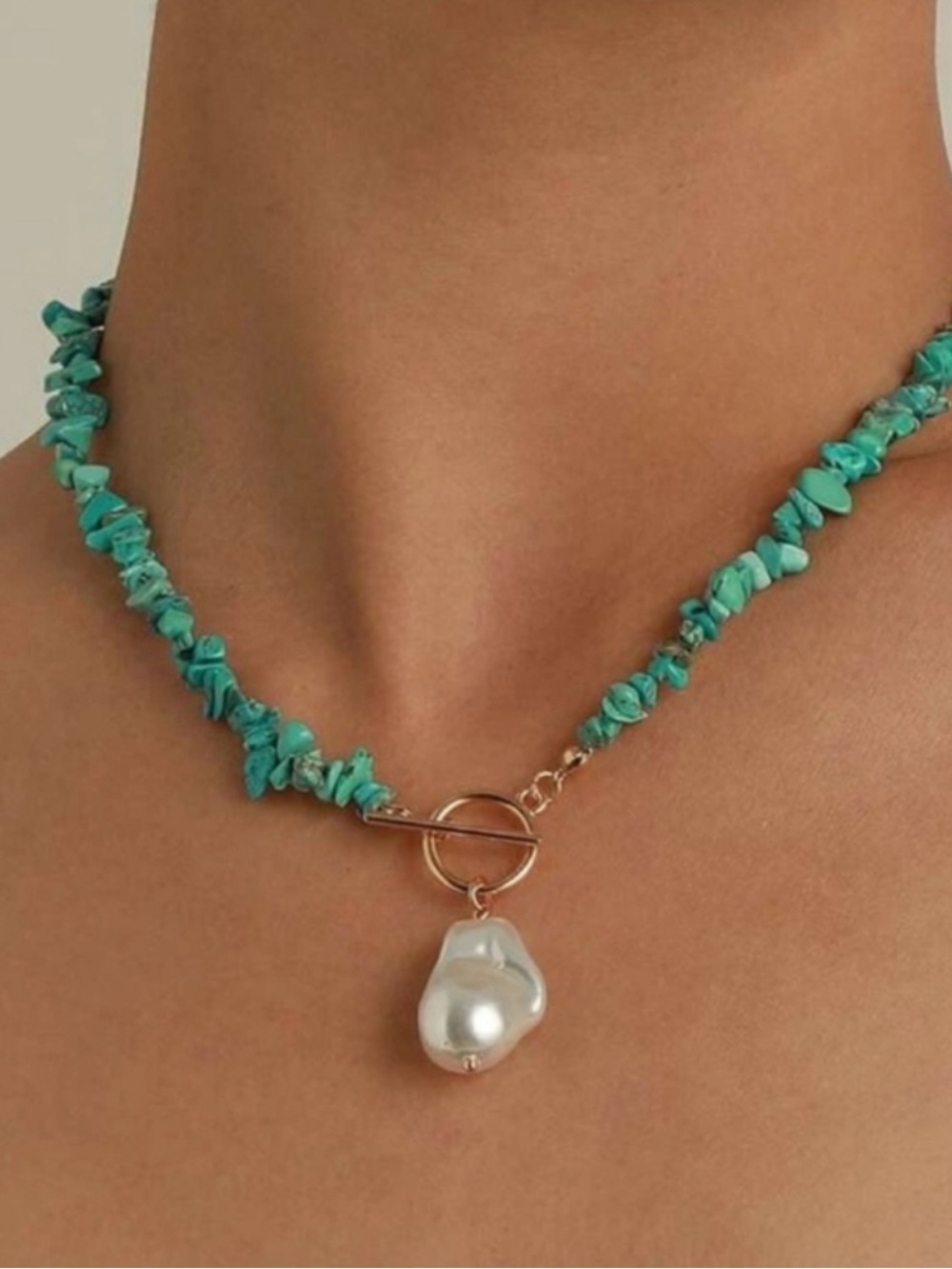 NWT Turquoise Choker Necklace
Baroque Freshwater Pearl Pendant 18K Gold Plated - Picture 7 of 10